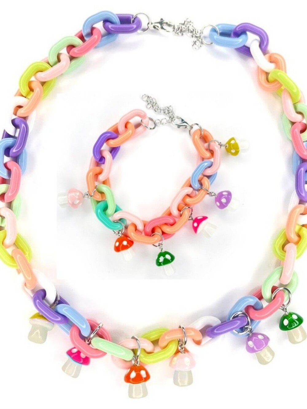 Teen Hearts | Baby Mushrooms Necklace and Bracelet Set